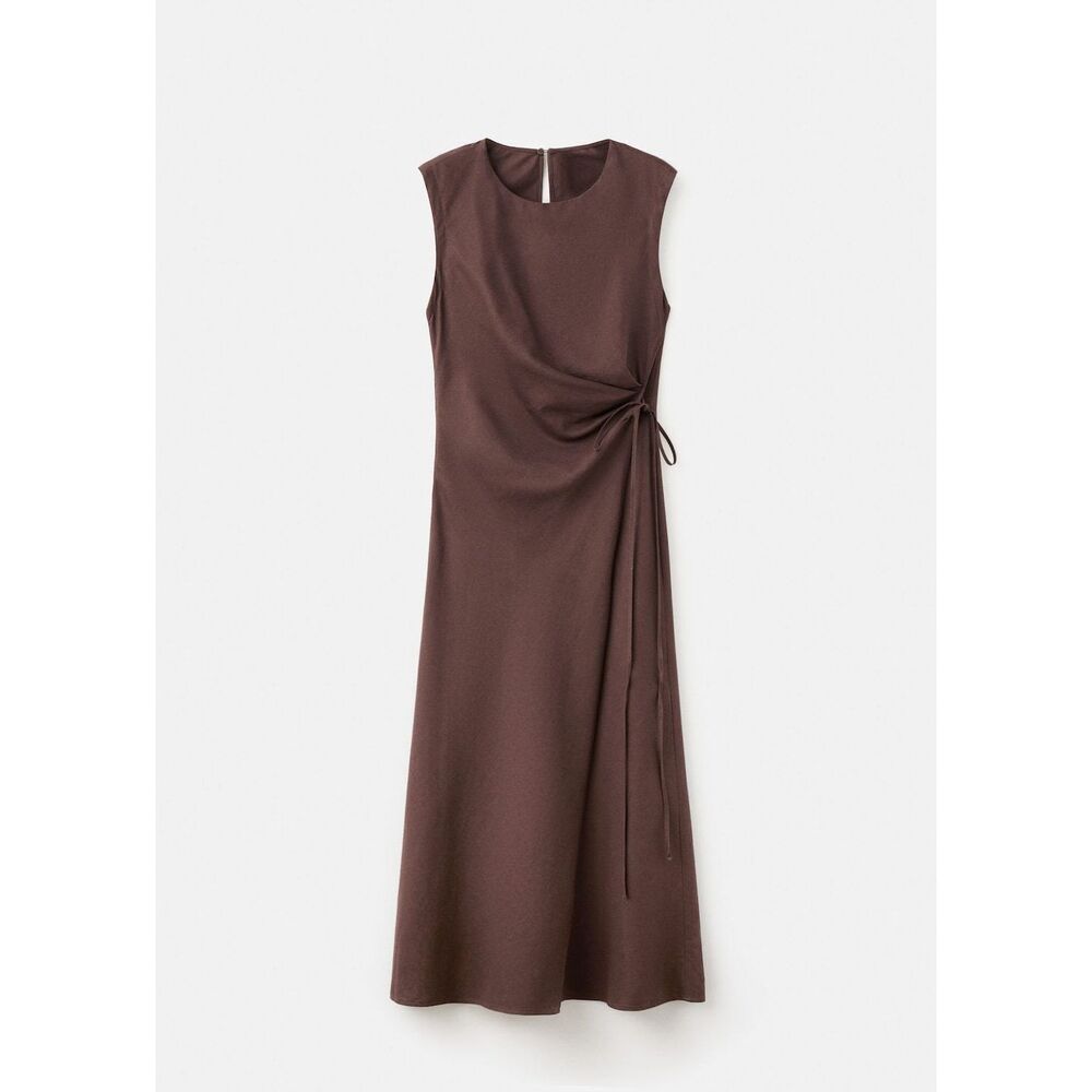 Linen-blend wrap dress
